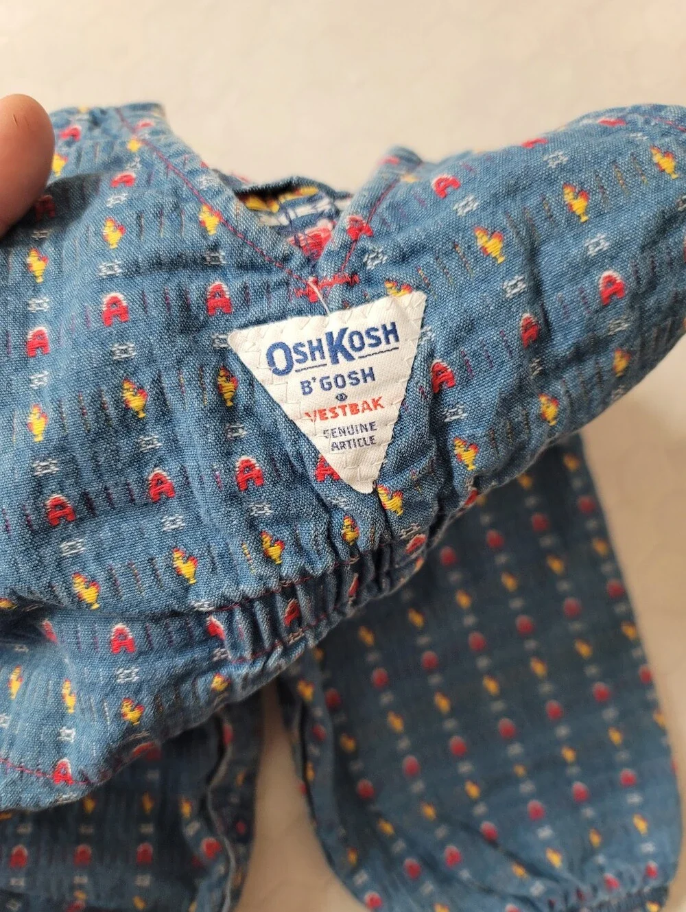 Chicken Overalls Oshkosh B'gosh 6/9M Barn Farm Country Vestbak Made In USA VTG